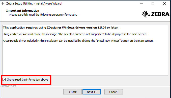 Installation Of Zebra Setup Utilities For Windows Hero 8695